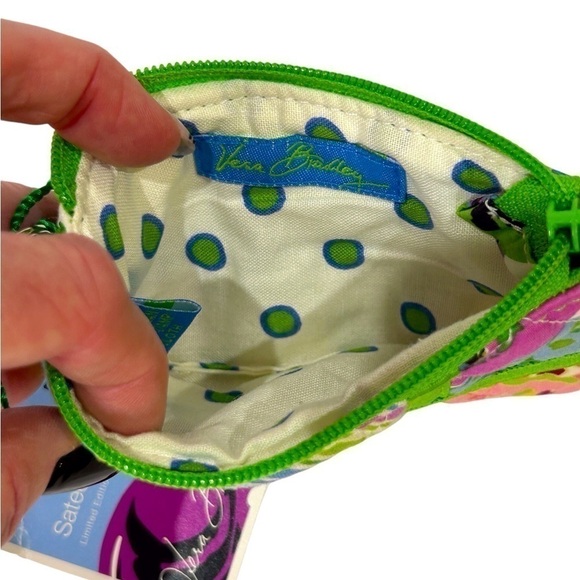 Vera Bradley Coin Case Patchwork “Limited Edition” Sateen Green/Pink/Blue NWT - Picture 4 of 5